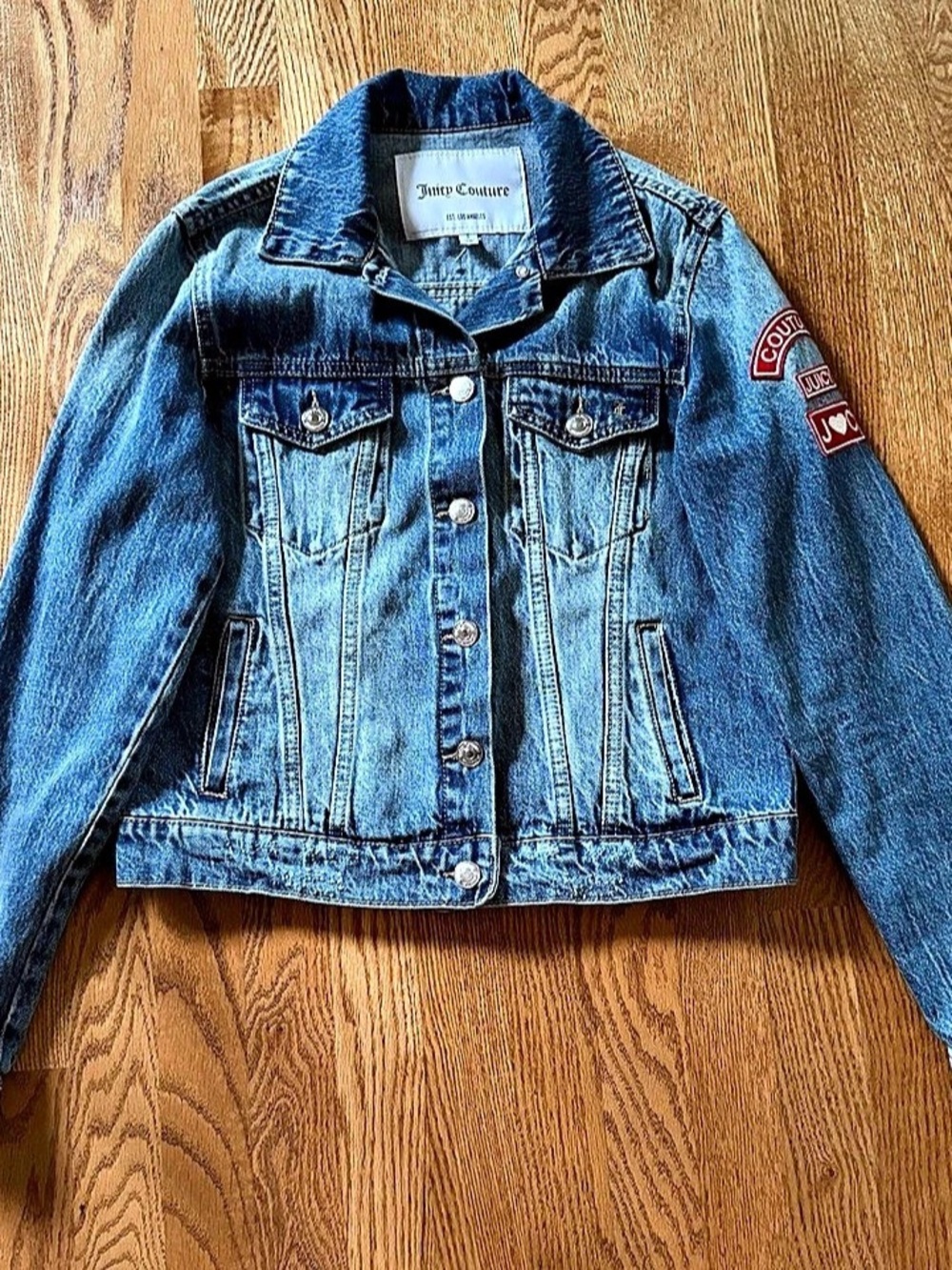 Juicy Couture Women's Small Denim Distressed Cropped Trucker Jacket